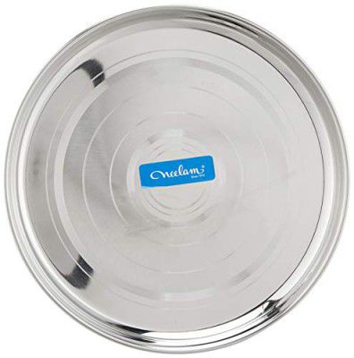 Neelam Stainless Steel 12 22G Diamond Buffet Plate, 28 cm, Silver, Set of 12