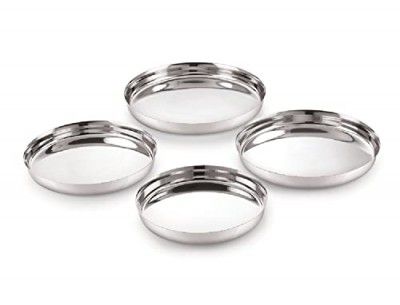 Neelam Stainless Steel 13 (22g) Guj. Sada Thali, 27 cm, 12-Piece, Silver
