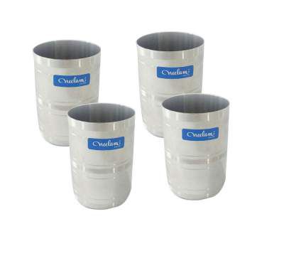 Neelam Stainless Steel 7 22G Diamond Royal Glass, 250 ml, Silver, Set of 4