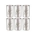 Neelam Stainless Steel 7 22G Lazer Etching Amrapali Glass, 400 ml, Silver, Set of 6...