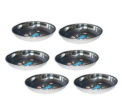 Neelam Stainless Steel 6.5 22G Diamond Halwa Plate, 13 cm, Silver, Set of 6