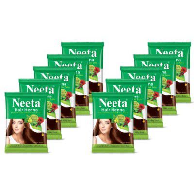 Neeta Hair Henna Colour Natural Brown Hair Color with 5  (15g, Pack of 10)