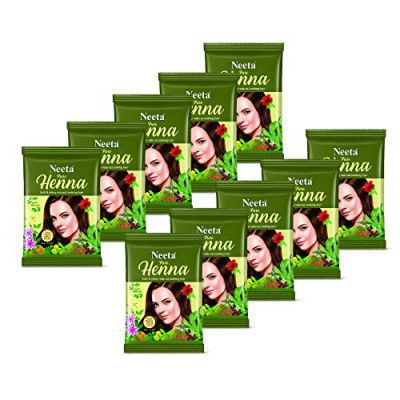 Neeta Pure Henna Powder for Hair with 9 Natural Herbs 15g (Pack of 10)