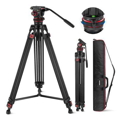NEEWER 74" Video Tripod with Adjustable Damping Fluid Head, TP75