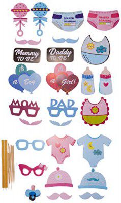 Negi Baby Shower Set of 28 Photo Booth/Baby Shower Photo Booth/Baby Shower Party Props/Baby Shower Photo Props/Baby Shower Props for Photo Booth