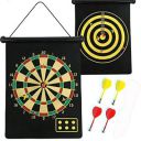 Negi Magnetic Roll Dart Boarame for Kids, Magnetic Velvet Plastic Steel Magnet Reversible Dart Board Two-Sides with 4 Dart Board Game, Size- 14 Inches...