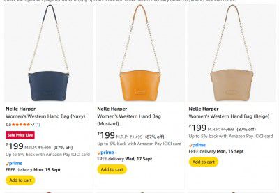 Nelle Harper Woman Hand Bag Start At Rs 199