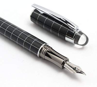 Neo Gold Leaf Baoer 79 Starwalker Cross Line Fountain Pen Silver Trim Checked