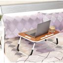 Neonnest Multipurpose Foldable Engineered Wood Laptop Table/Desk with Cup Holder, MAC/Tablet Holder I Study Table I Bed & Breakfast Table I Portable I Ergonomic | Round Edges I Non-Slip Legs - Brown...