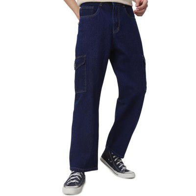 Neostreak Men's Loose Baggy Fit Washed Cargo Jeans with 6 Pockets Non-Stretchable