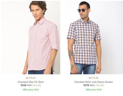 Netplay Men's Shirts: Starting @ ₹210