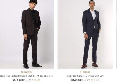 NETWORK Blazer & Trouser Set Starting From @ Rs. 1499