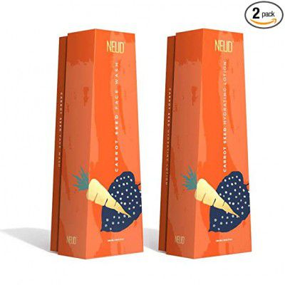 NEUD Carrot Seed Premium Face Wash & Hydrating Lotion Combo for Men & Women White 300 ml Pack of 2