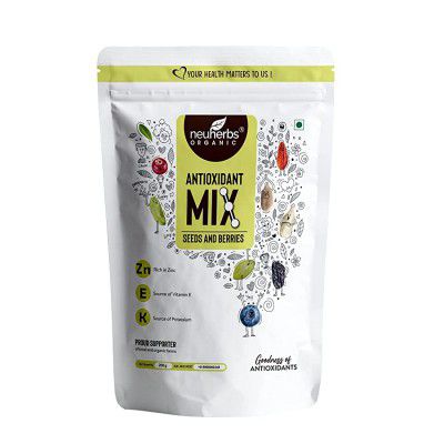 Neuherbs Antioxidants Mix with Seeds And Berries | Unroasted Pumpkin Seeds Watermelon Sunflower Green Raisins Black Raisins Goji Berries Blueberries Rich in Protein Fiber & Vitamin-E- 200 G