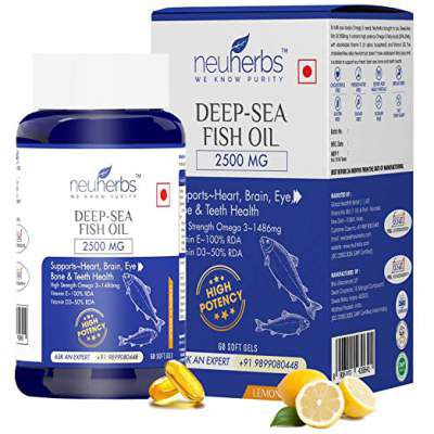 Neuherbs Deep Sea Omega 3 Fish Oil 2500 Mg (Omega 3 1486 mg; 892 mg EPA; and 594 mg DHA per serving) : 60 Soft gel capsules