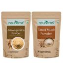 Neuherbs Organic Safed Musli + Ashwagandha Powder (200g) | Herbal Combo For Strength & Stamina Booster, Support for Stress, Mental Calmness & Anxiety Issues...