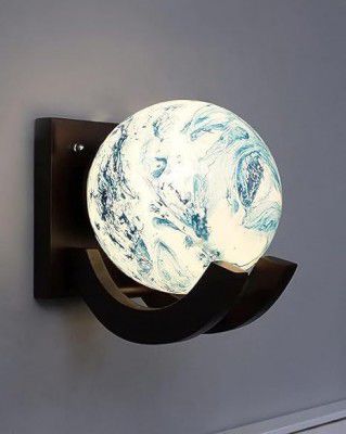 Nevika Decor Round Glass Earth Design Doom Wall Lamp | Pack of 1 