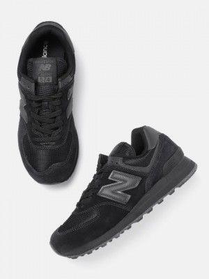 New BalanceMen 574 Black Woven Design Sneakers