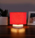 New Era By Red Cotton table lamp with White wood base2,...