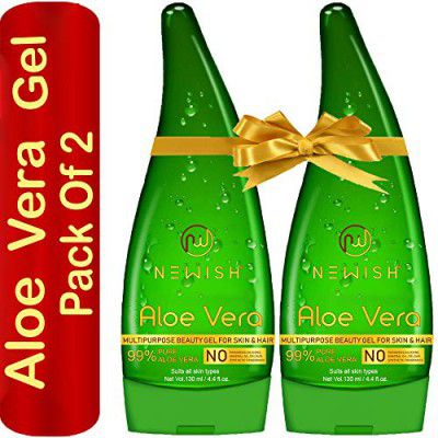Newish 99% Pure Aloe Vera Gel for Face, Skin & Hair - 130ml (Pack of 2) Ultimate Gel For Glowing Skin | For Both Men and Women