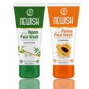 Newish Combo Pack of Clarifying Neem & Hydrating Papaya Face Wash Enriched With Aloevera, Turmeric & Vitamin E, For Prevents Acne & Pimples, 100ml Each...