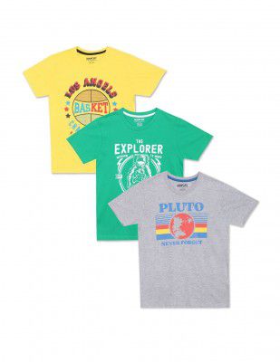 Newport Boy's Regular Fit T-Shirt (NPOBRNK20001G16_Multicolour2 9 Years-10 Years) Multicolour