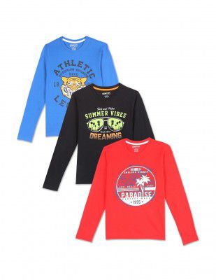 Newport Boy's Regular Fit T-Shirt (NPOBRNK20008G16_Multicolour3 13 Years-14 Years) Multicolour
