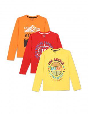 Newport Boy's Regular Fit T-Shirt (NPOBRNK20008G16_Multicolour2 11 Years-12 Years) Multicolour
