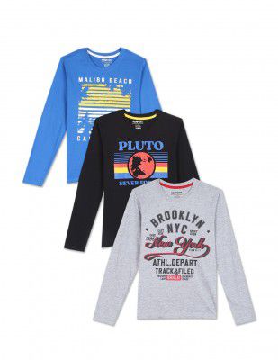 Newport Boy's Regular Fit T-Shirt (NPOBRNK20008G16_Multicolour4 11 Years-12 Years) Multicolour