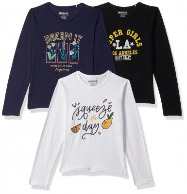 Newport Girl's Regular Fit T-Shirt (NPOGRNK20020G16_Multicolour 9 Years-10 Years)
