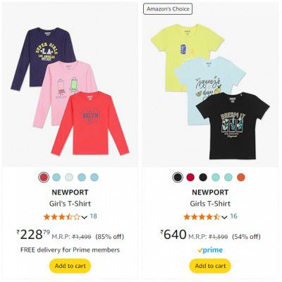 NEWPORT Girl's T-Shirt up to 85% Off