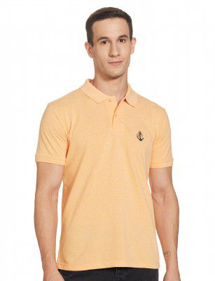 NEWPORT Men Blue Cotton Heathered Polo Shirt