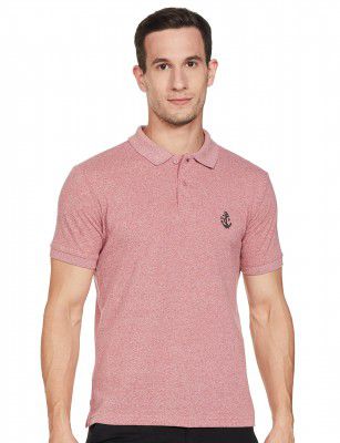 NEWPORT Men Blue Cotton Heathered Polo Shirt