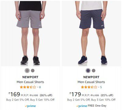 NEWPORT Men Casual Shorts Starting @ ₹179/-