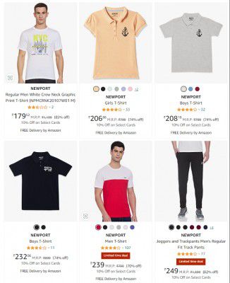 NEWPORT Men's T-Shirt upto 86% off