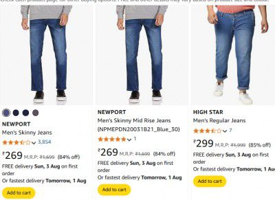 NEWPORT Men's Skinny Jeans Starts at Rs 289 | For Men