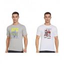 NEWPORT Regular Men Black Graphic Print Cotton T-Shirt (Pack Of 2 )...