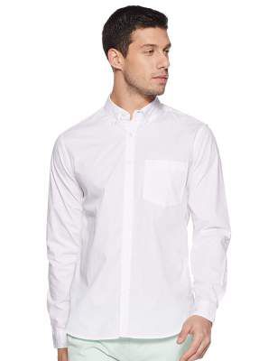 Newport University Men's Solid Regular fit Casual Shirt (NUSH1009_White M )
