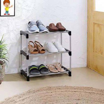 NEWTECH Plastic Shoe Rack  (Black, 3 Shelves, DIY(Do-It-Yourself))