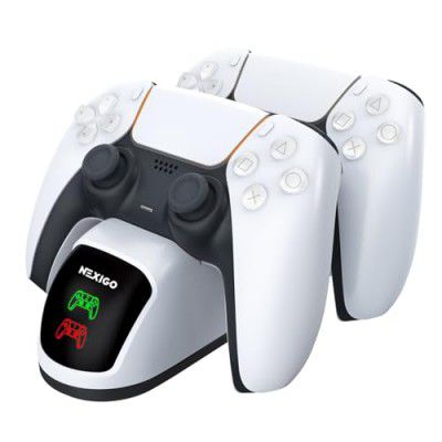 NexiGo Dobe Upgraded PS5 Controller Charger, Dual Charing Station with LED Indicator, High Speed, Fast Charging Dock for PlayStation 5 DualSense Controller