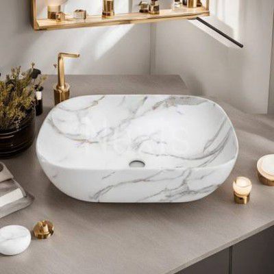 NEXIS DESIGNER COUNTER WASH BASIN GLOSSY finish (18x13x5.5) WASH BASIN N103 Table Top Basin  (MULTICOLOR)