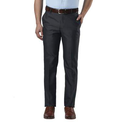 Next Look Chequered Dark Blue Coloured Polyester Blend Trouser