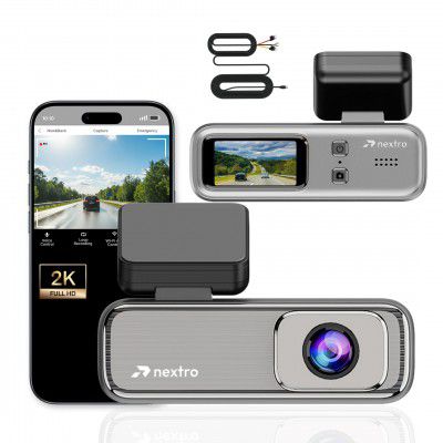 Nextro X300 SoloView Car Dashcam | 2K QHD | 145° Wide Angle | Wi-Fi App Control | Night Vision | WDR | G-Sensor | Voice Control | 1.47" IPS Display | Loop Recording | Parking Monitor | Hardwire Ki