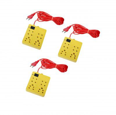 Nexttech Mini 6+1 Universal Extension With Surges & Spikes Protection Multicolor (Pack Of 3, Yellow)