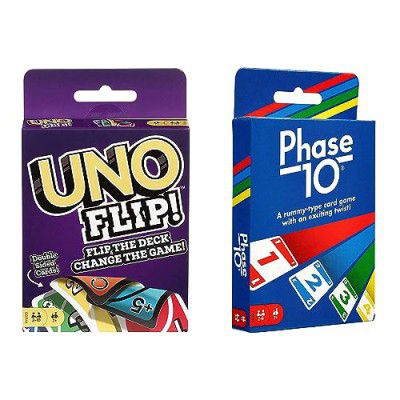 Nexzon Mattel Flip and Phase 10 Combo Pack Mattel Official Product Toyverse Playing Cards, 2-10 Players, Cards & Instructions, Play a Flip Card! Flip The Deck!