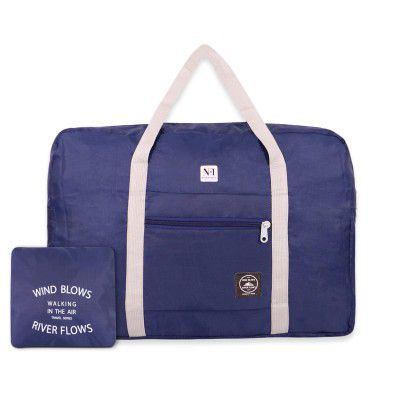 NFI essentials Foldable Duffle Bag Luggage Travelling Bag Lightweight Carry on Travel Duffel Bag for Airplane, Beach Bag, Gym Sports (Blue)