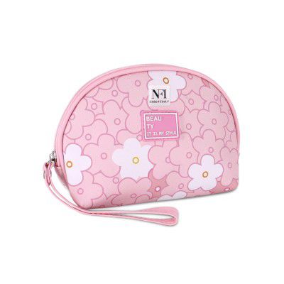 NFI essentials Semicircle Makeup Pouch, Cosmetic Bag Stylish Pouch, 6.5 Cm, Pink