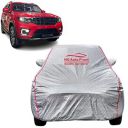 NG Auto Front 100% Waterproof Fully Body Car Cover for Mahindra Scorpio-N (All Models Compatible) Heat Resistant,Triple Stitch, 2 Buckle with Strong Strap (Silver & Red)...
