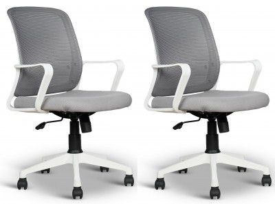 NGFC Mesh Mid Back Ergonomic Work from Home Office Desk Chair (2, Grey & White)