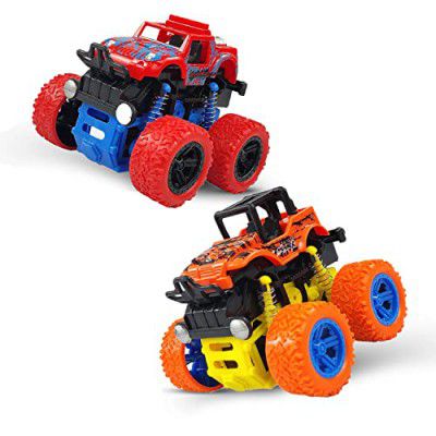 NHR 4WD 360 Degree Mini Monster Trucks (Set of 2, Multicolor)